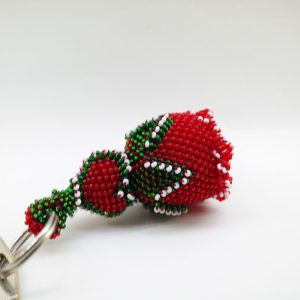 Cezaevi İşi Boncuklu Kırmızı Gül Anahtarlık